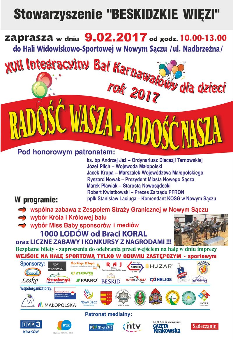 XVII Inauguracyjny Bal Karnawałowy dla dzieci - źródło: www.nowysacz.pl