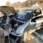 Maciejowa: Zderzenie trzech samochodów osobowych - Fot. KM PSP w Nowym Sączu