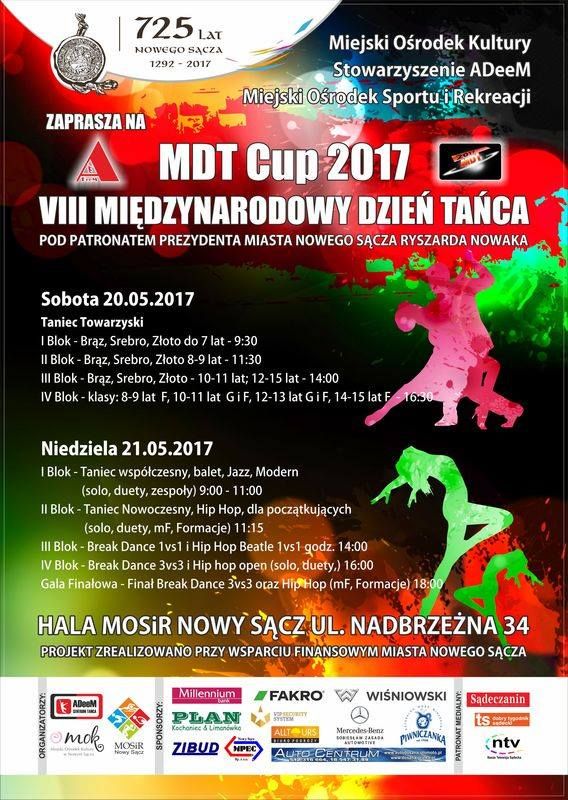 20 – 21 maja: Turniej taneczny MDT CUP 2017 w Nowym Sączu