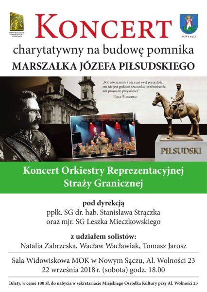 Nowy Sącz: Kup bilet na koncert i wesprzyj budowę pomnika Piłsudskiego