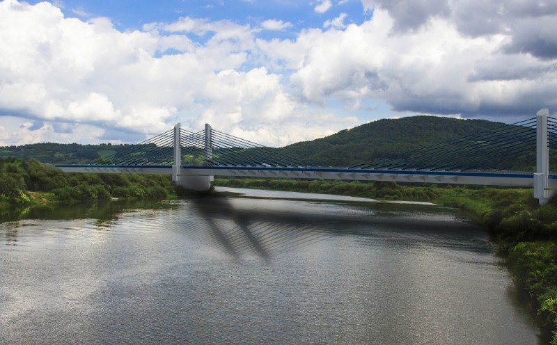 Wizualizacja nowego mostu na rzece Dunajec w Kurowie – źródło: GDDKiA