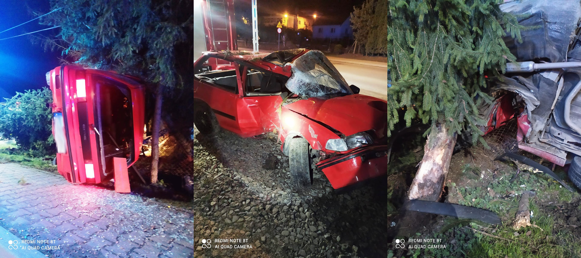 Wypadek w Piątkowej - fot. KM PSP Nowy Sącz