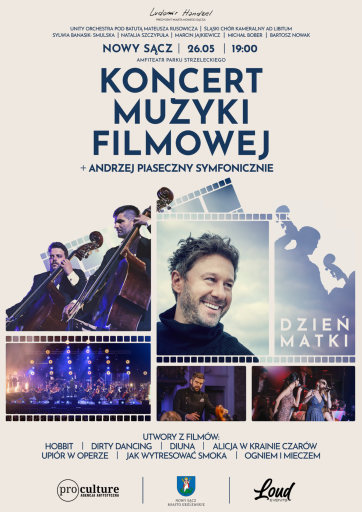 Nowy Sącz. 26 maja zabierz mamę na koncert muzyki filmowej i Andrzeja Piasecznego w Amfiteatrze Parku Strzeleckiego